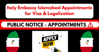 Italy Embassy Islamabad Appointments for Visa & Legalization